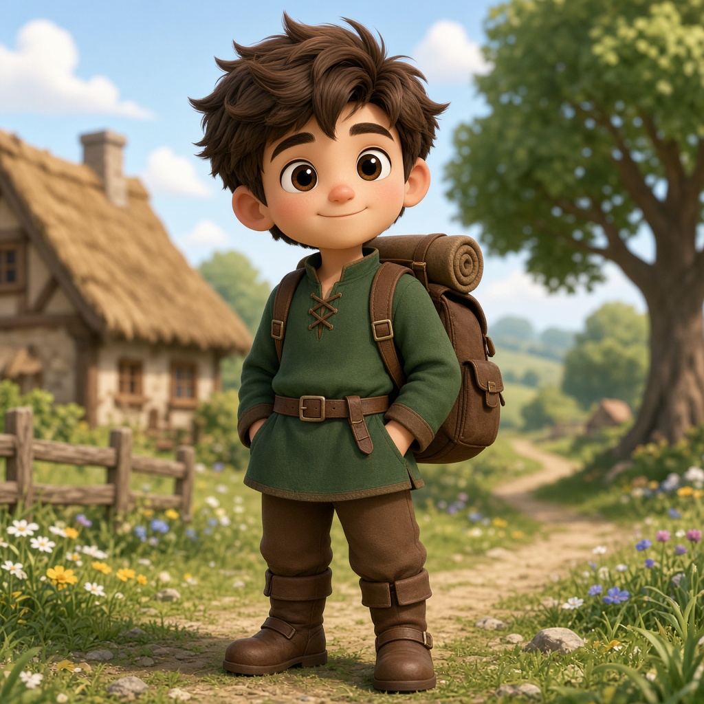 A boy adventurer in a green tunic